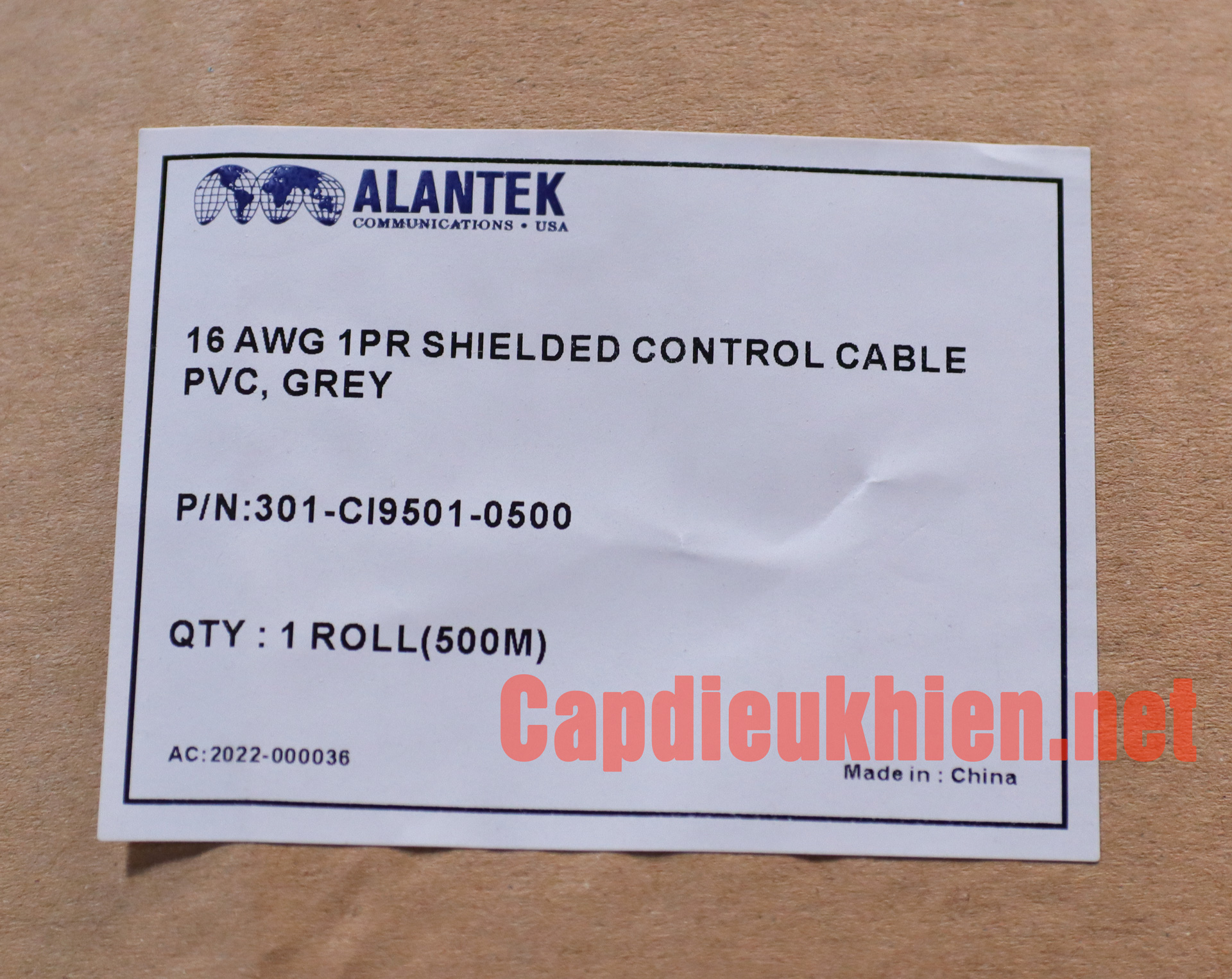 Tem sản phẩm Alantek 16AWG 1Pair